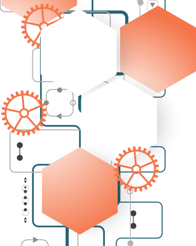 Business cloud based purchasing mechanical cog graphic